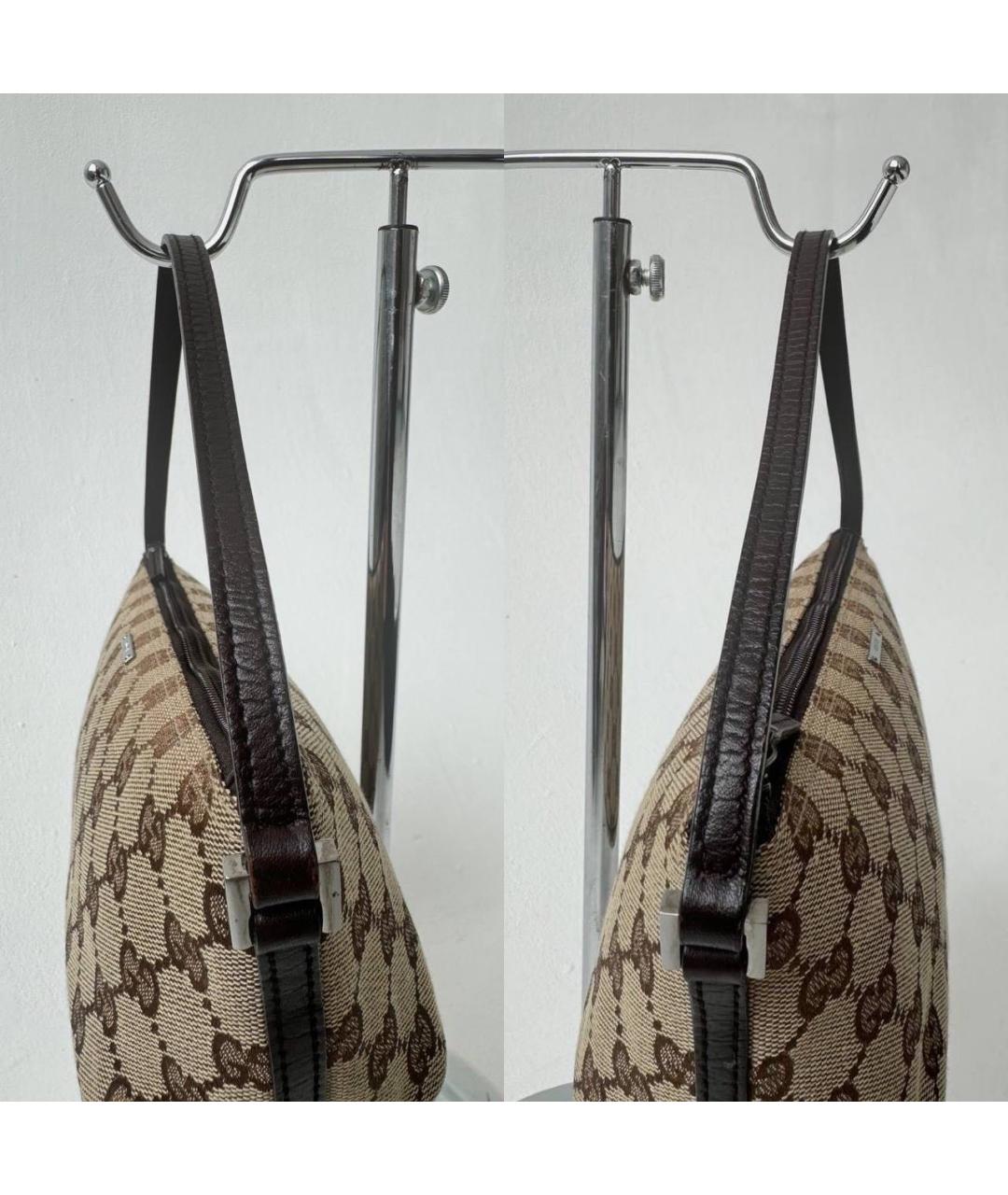 GUCCI Коричневая жаккардовая сумка с короткими ручками, фото 5