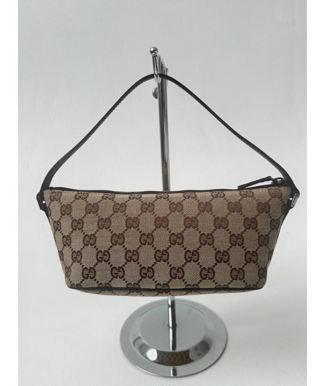 GUCCI Коричневая жаккардовая сумка с короткими ручками, фото 2