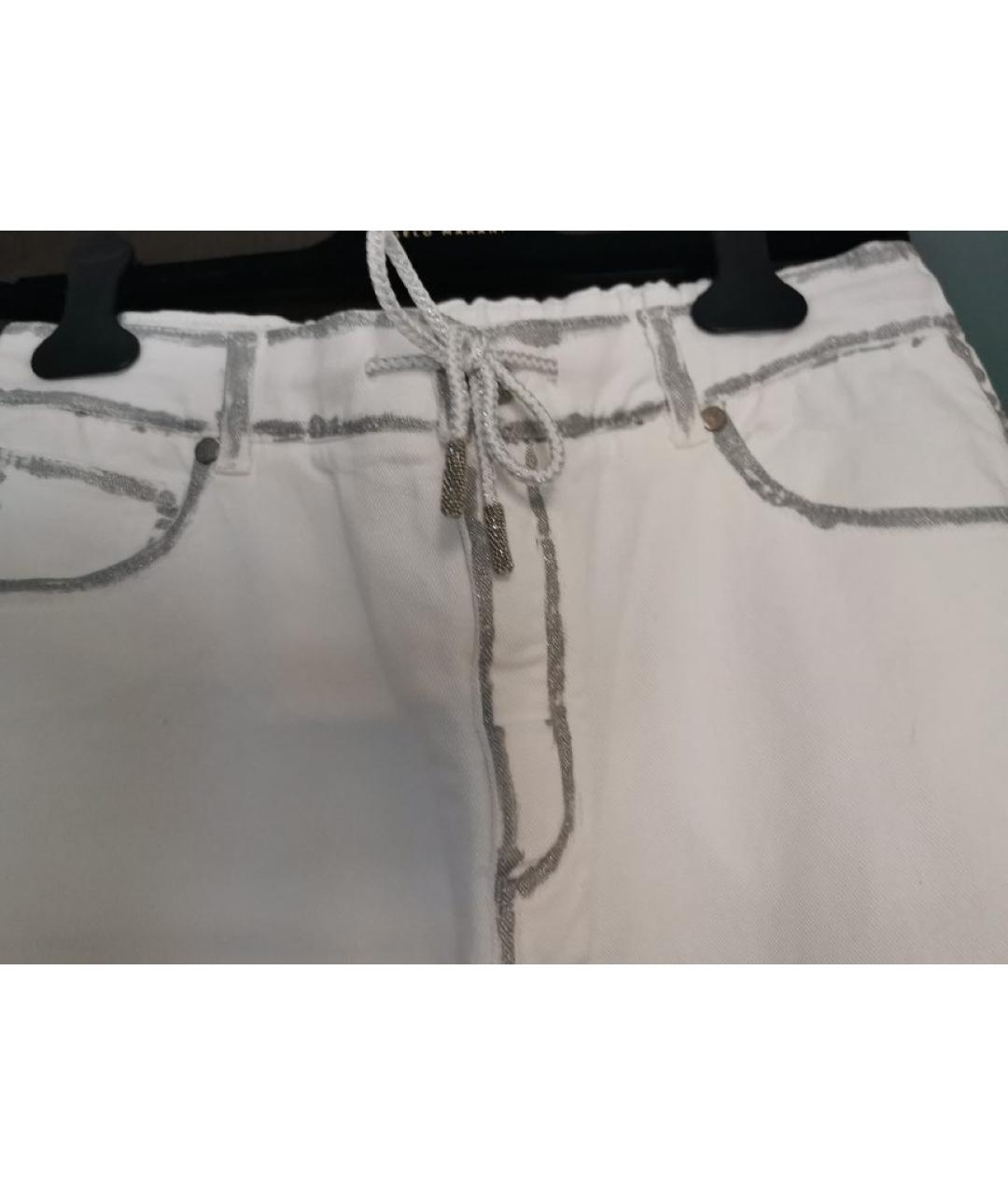 PANICALE Белые хлопко-эластановые прямые джинсы, фото 4