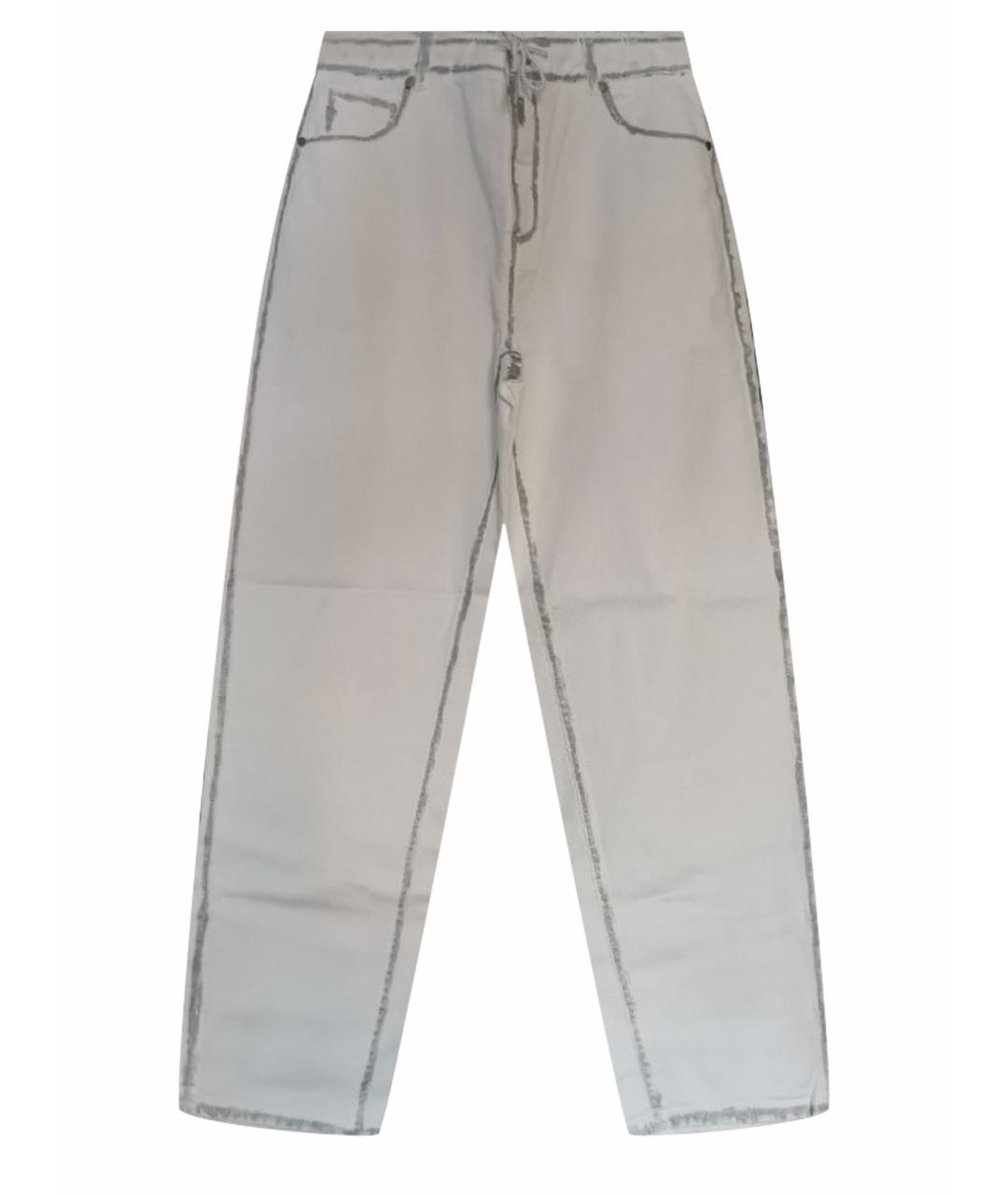 PANICALE Белые хлопко-эластановые прямые джинсы, фото 1