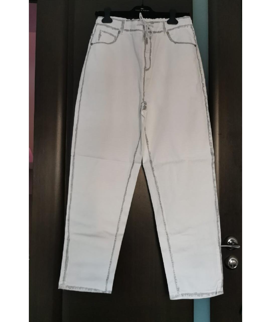 PANICALE Белые хлопко-эластановые прямые джинсы, фото 8