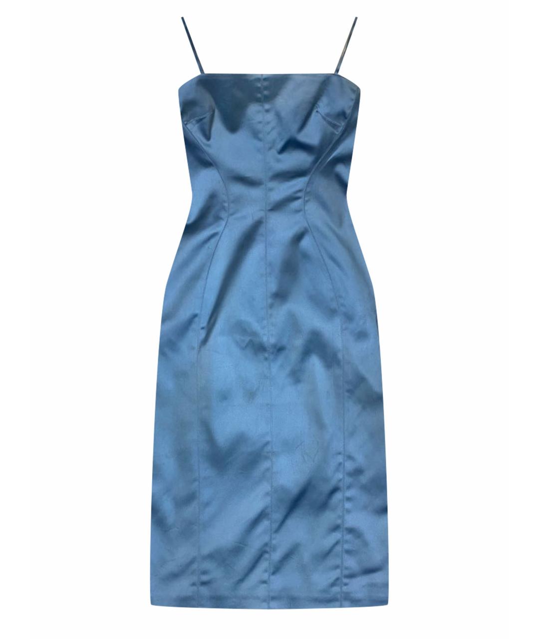 DOLCE&GABBANA Голубое шелковое коктейльное платье, фото 1