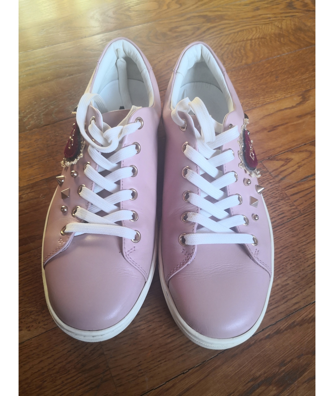 DOLCE&GABBANA Розовые кожаные кроссовки, фото 2
