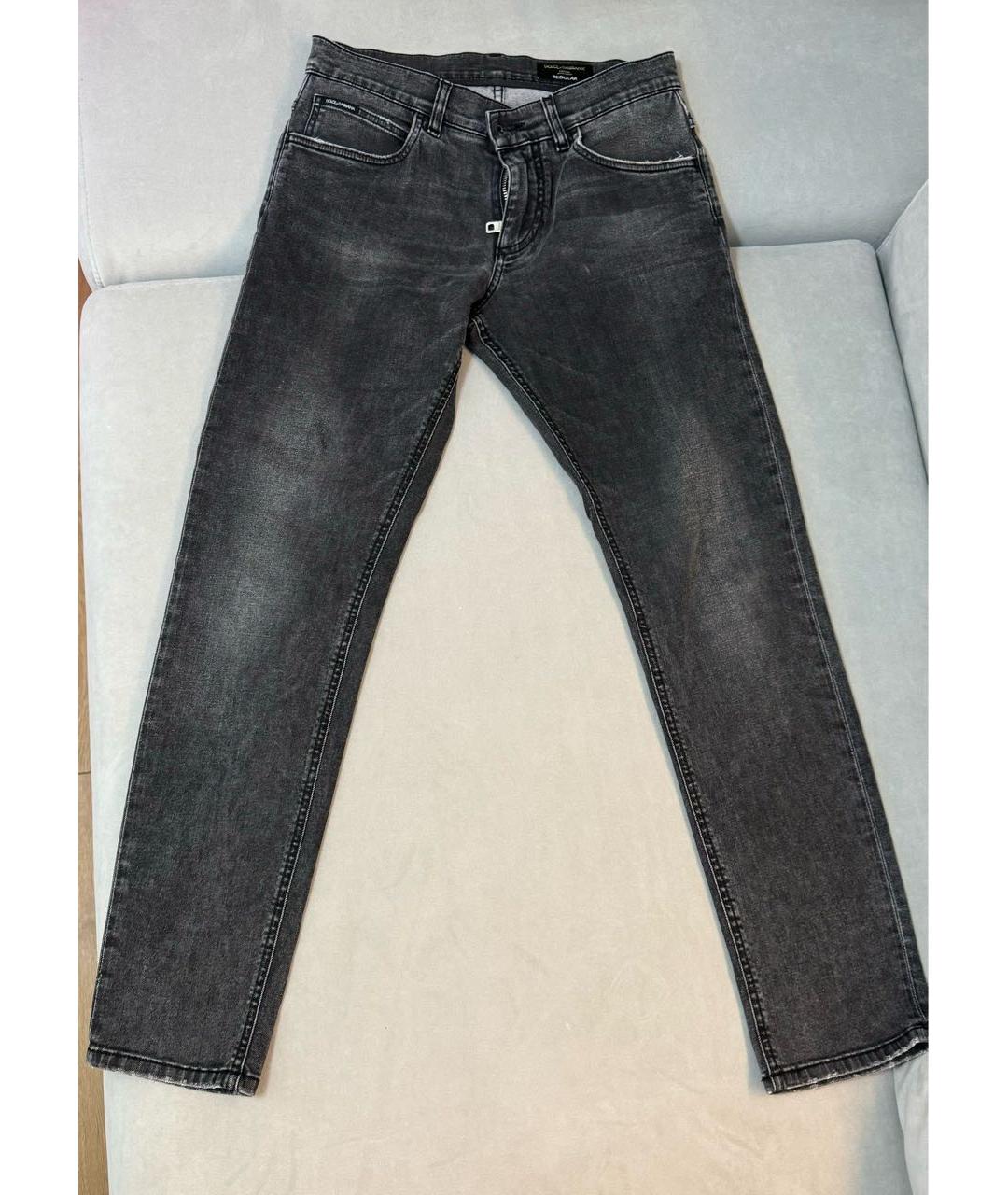 DOLCE&GABBANA Серые хлопковые прямые джинсы, фото 2