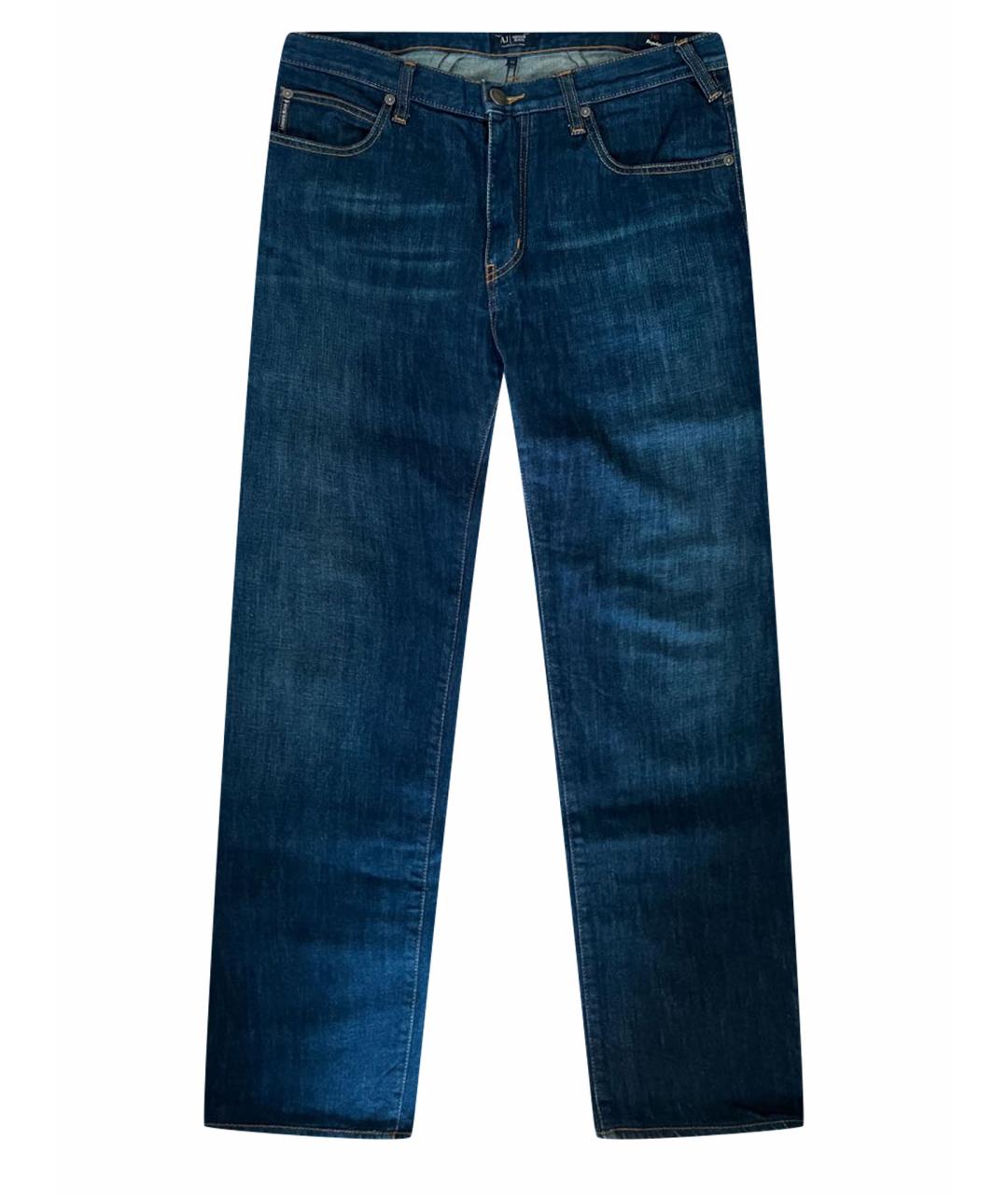 ARMANI JEANS Темно-синие хлопковые прямые джинсы, фото 1