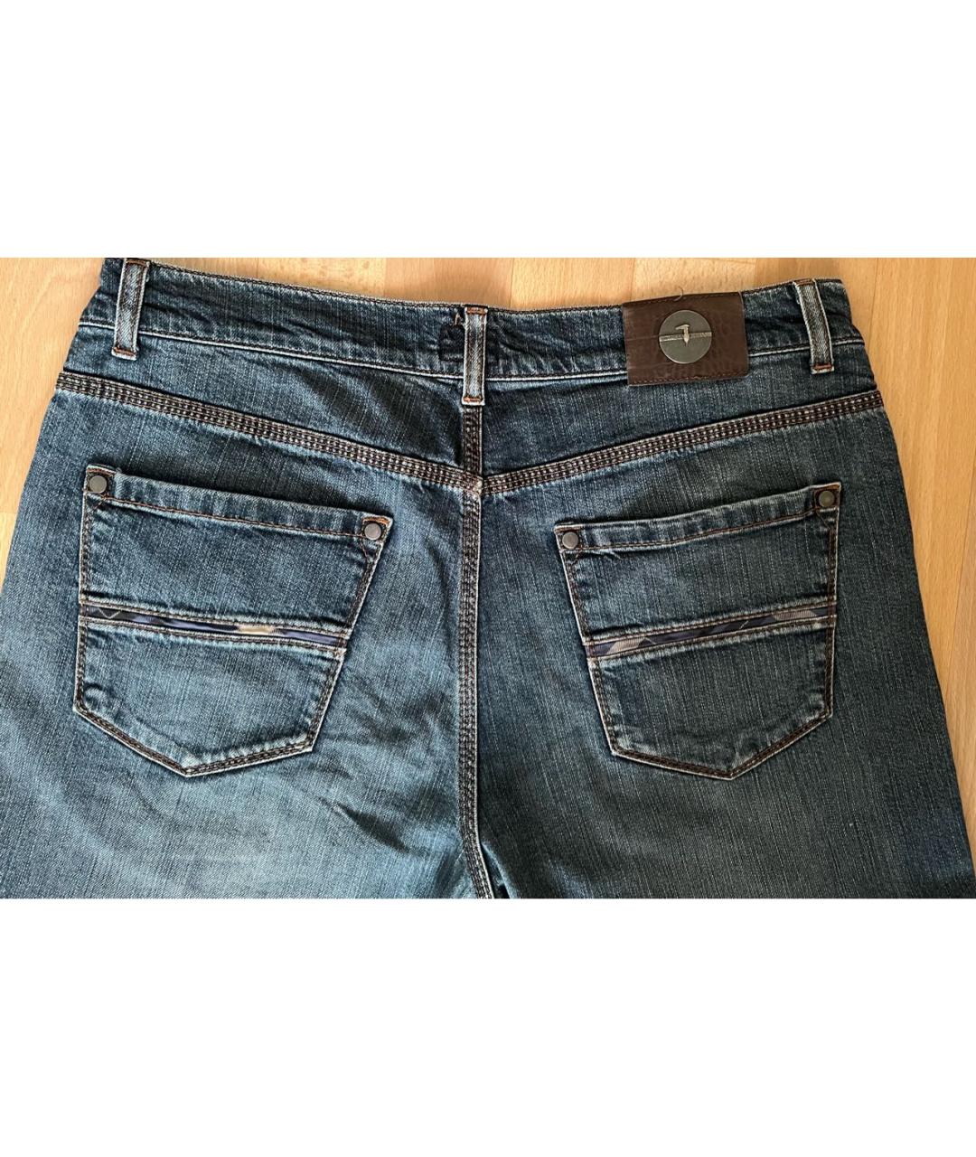TRUSSARDI JEANS Темно-синие хлопковые прямые джинсы, фото 4