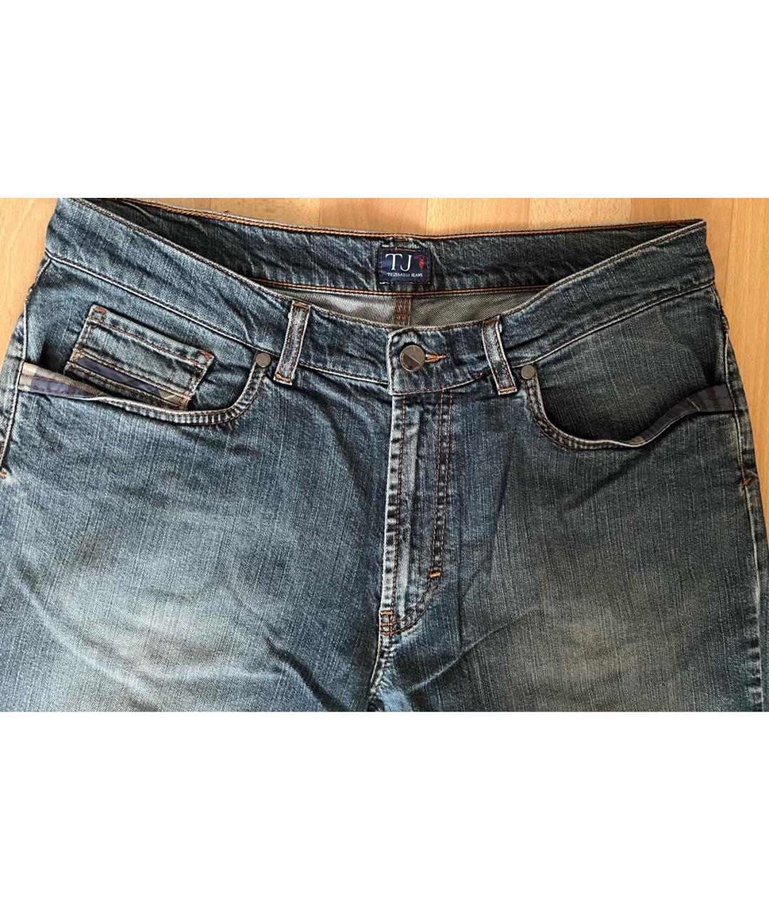 TRUSSARDI JEANS Темно-синие хлопковые прямые джинсы, фото 3