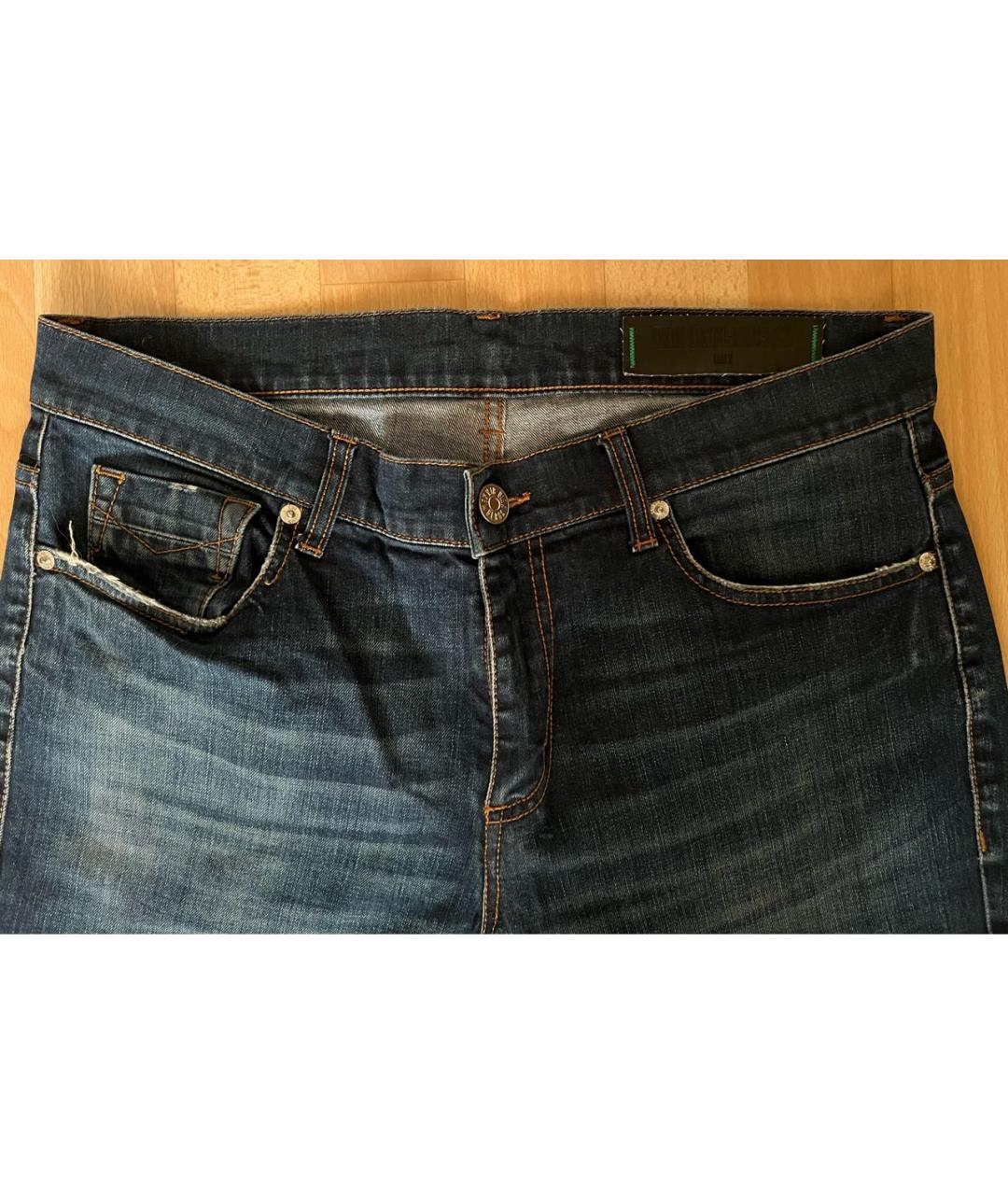 BIKKEMBERGS Темно-синие хлопковые прямые джинсы, фото 3