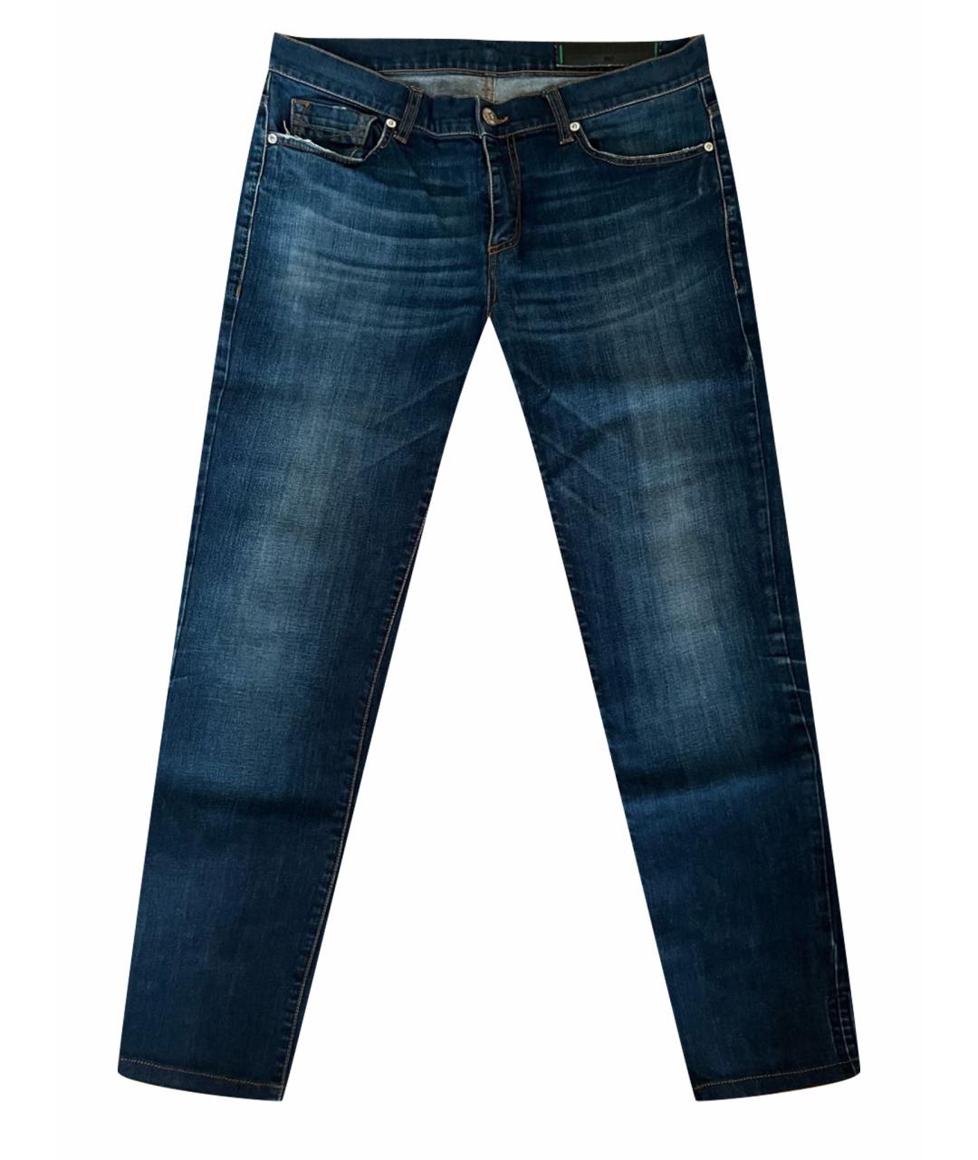 BIKKEMBERGS Темно-синие хлопковые прямые джинсы, фото 1