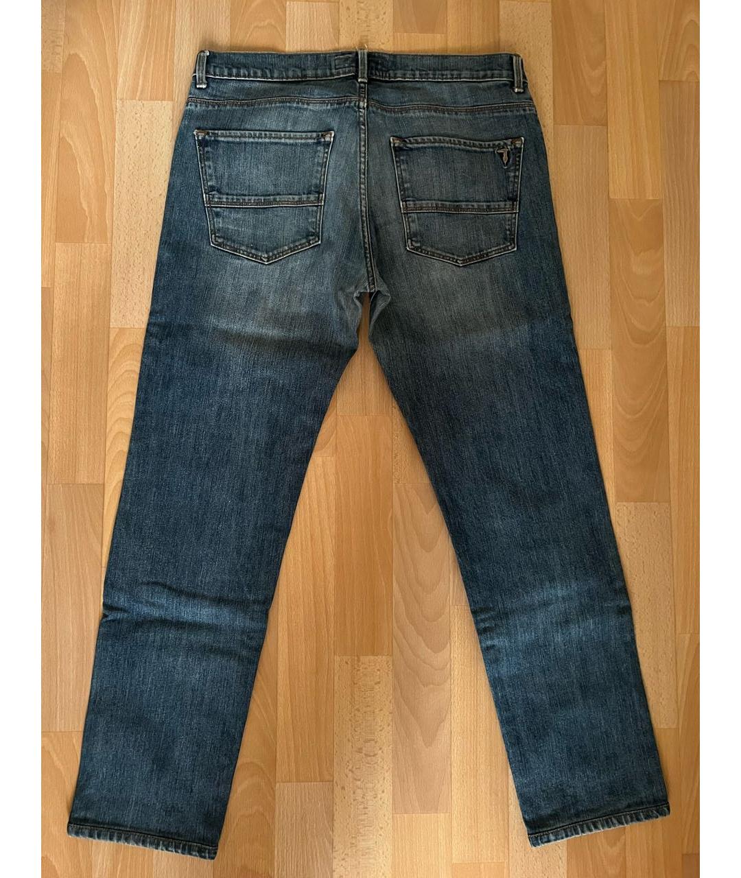 TRUSSARDI JEANS Синие хлопковые прямые джинсы, фото 2