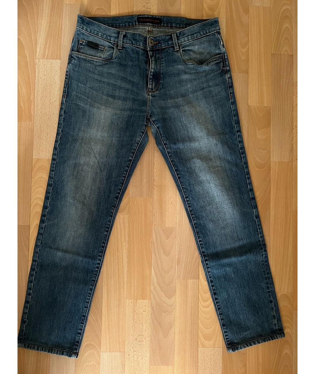 TRUSSARDI JEANS Синие хлопковые прямые джинсы, фото 6