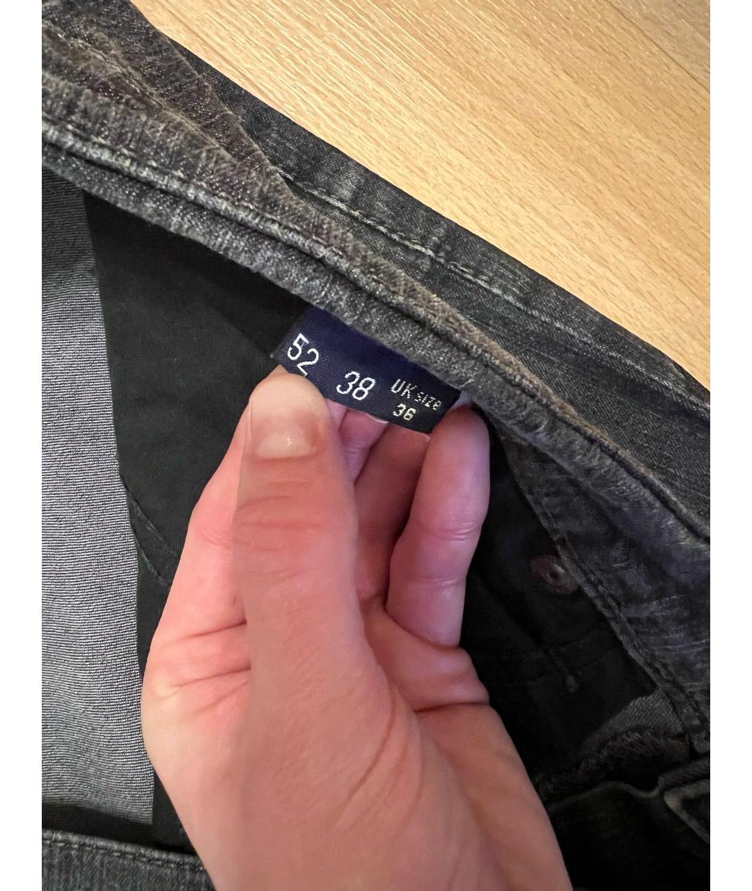 TRUSSARDI JEANS Антрацитовые хлопковые прямые джинсы, фото 5