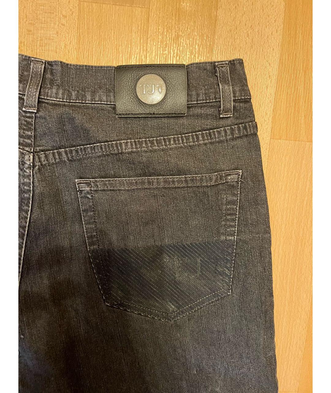 TRUSSARDI JEANS Антрацитовые хлопковые прямые джинсы, фото 4