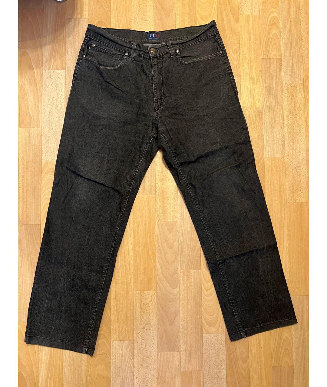 TRUSSARDI JEANS Антрацитовые хлопковые прямые джинсы, фото 6