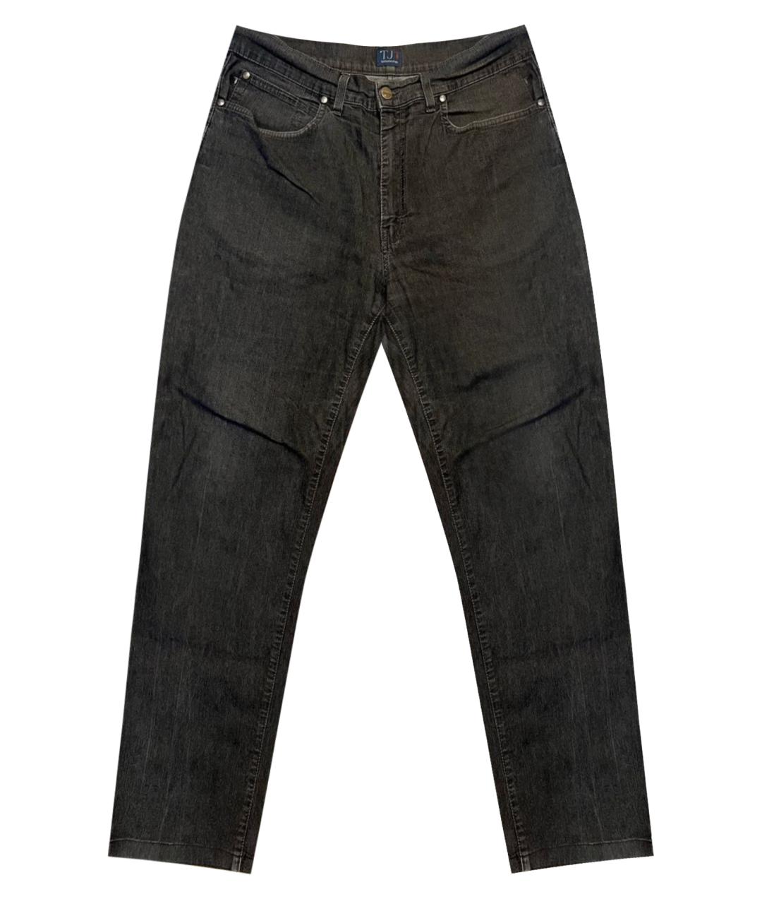 TRUSSARDI JEANS Антрацитовые хлопковые прямые джинсы, фото 1