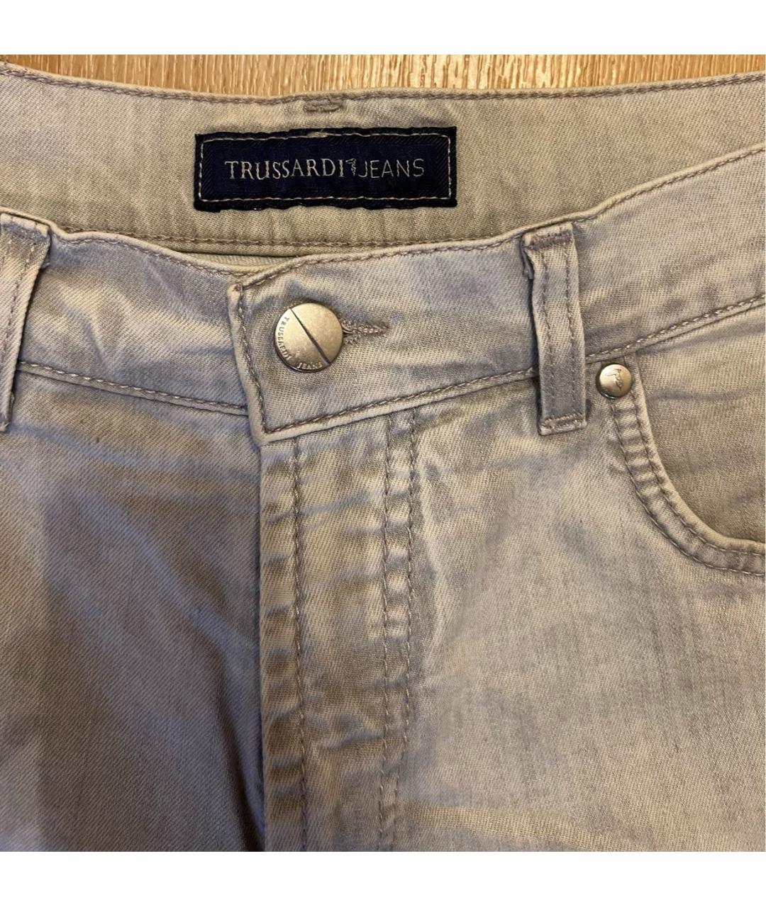 TRUSSARDI JEANS Серые хлопковые прямые джинсы, фото 3