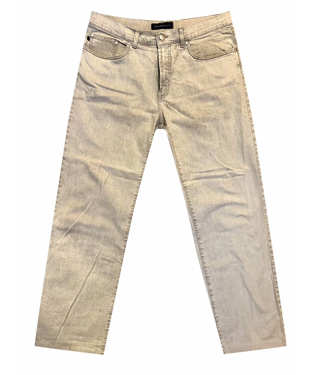TRUSSARDI JEANS Серые хлопковые прямые джинсы, фото 1