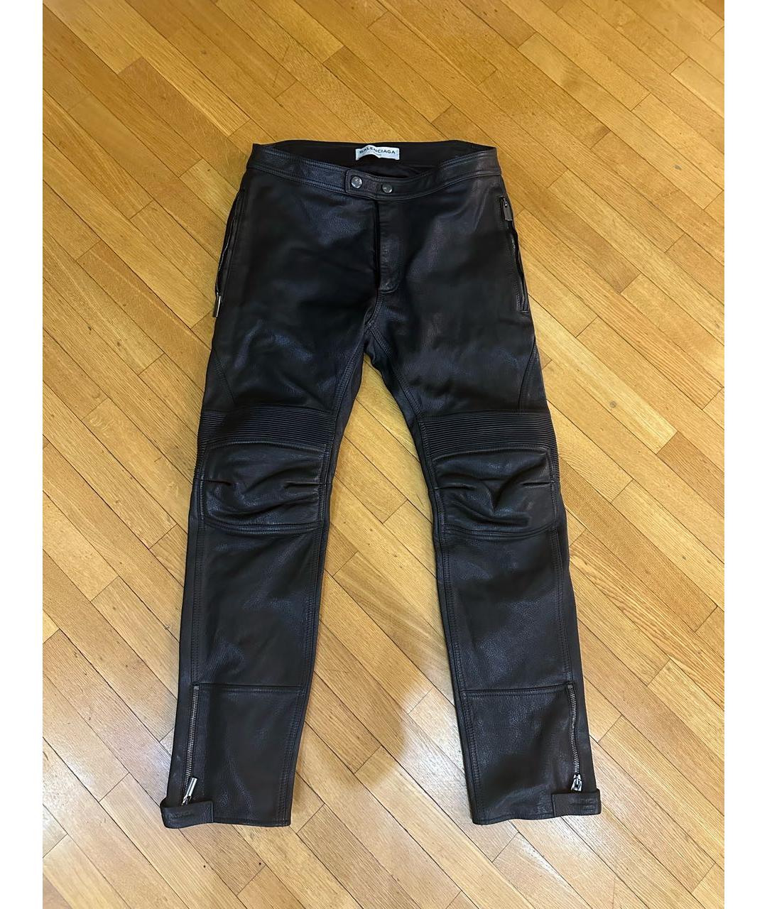 BALENCIAGA Черные кожаные повседневные брюки, фото 6