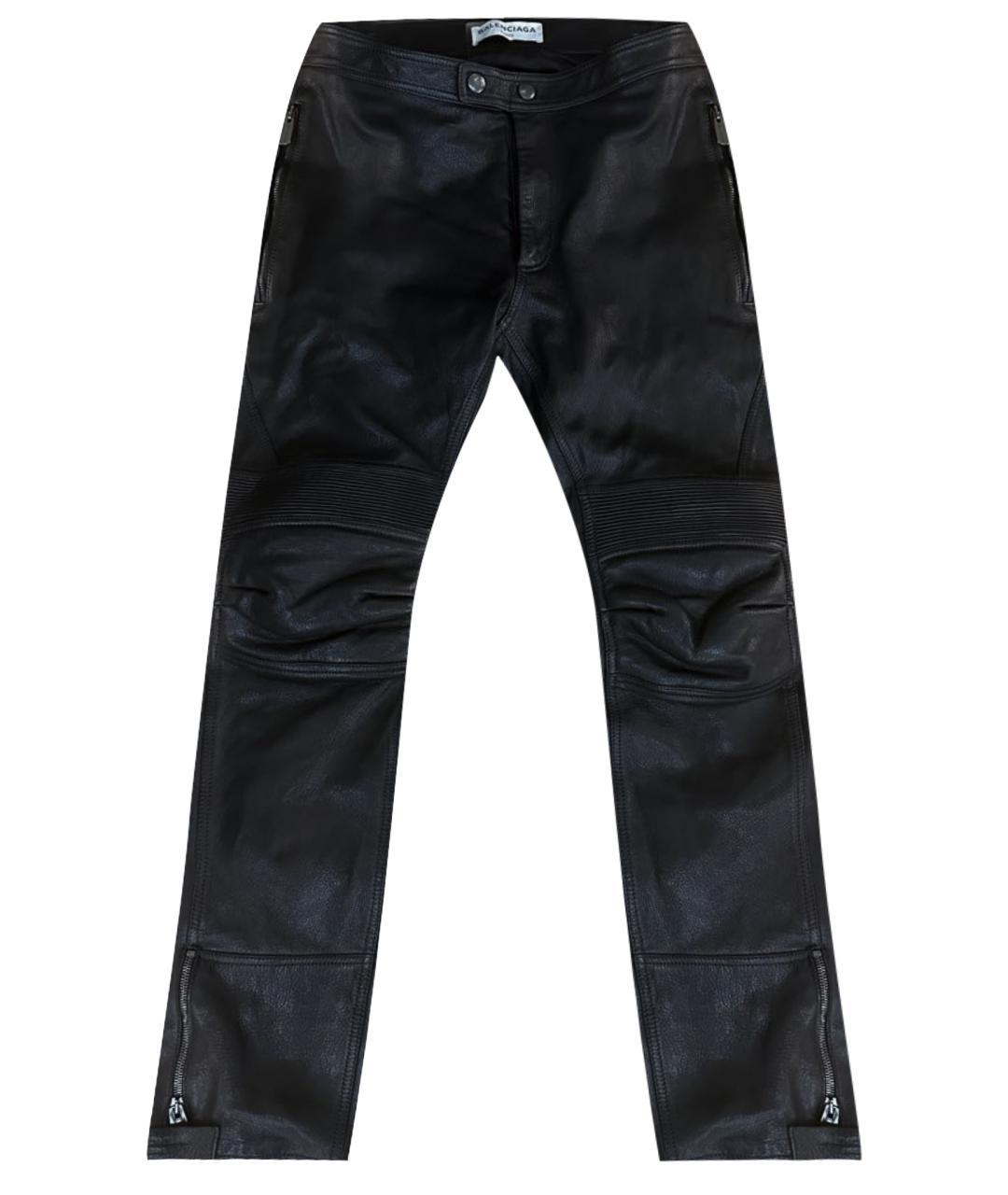 BALENCIAGA Черные кожаные повседневные брюки, фото 1