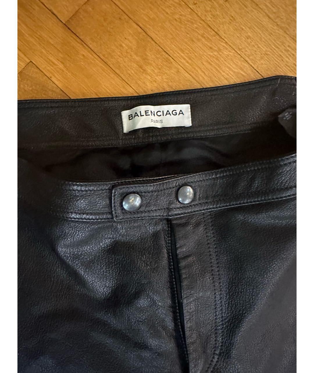 BALENCIAGA Черные кожаные повседневные брюки, фото 3