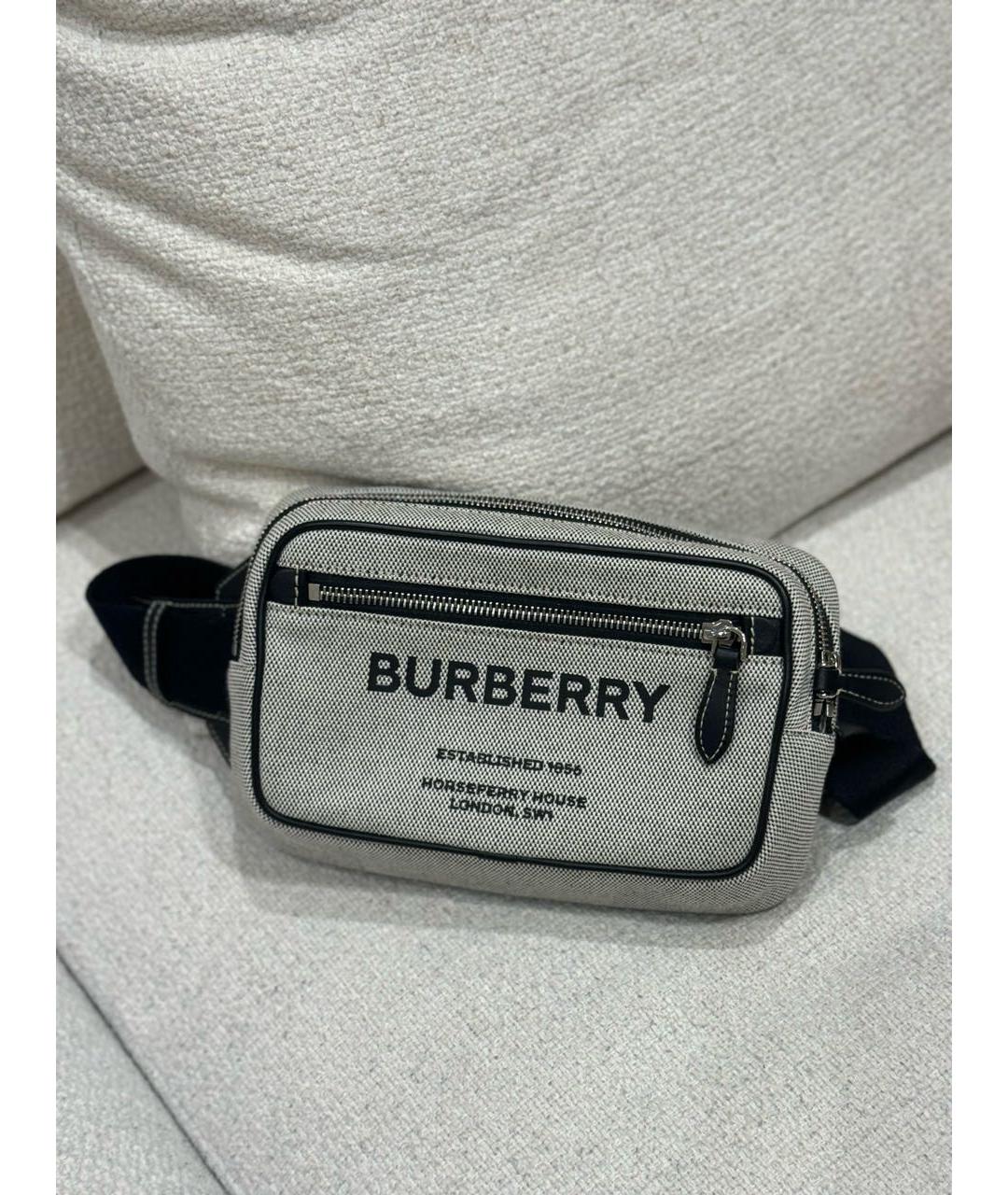 BURBERRY Серая тканевая барсетка, фото 8