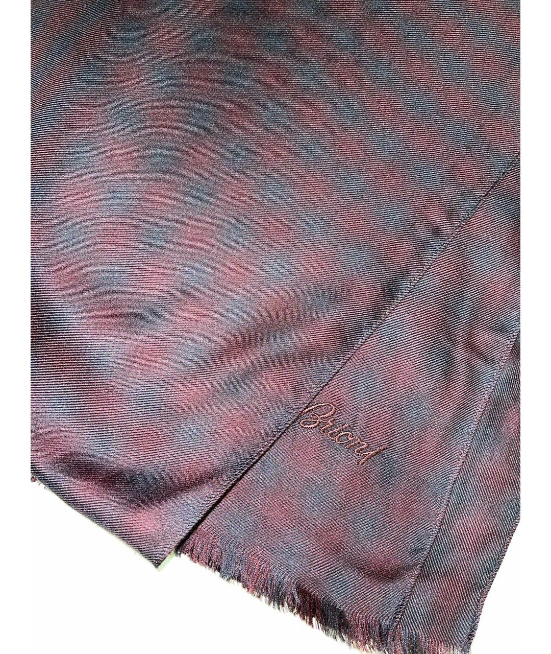 BRIONI Бордовый шелковый шарф, фото 2