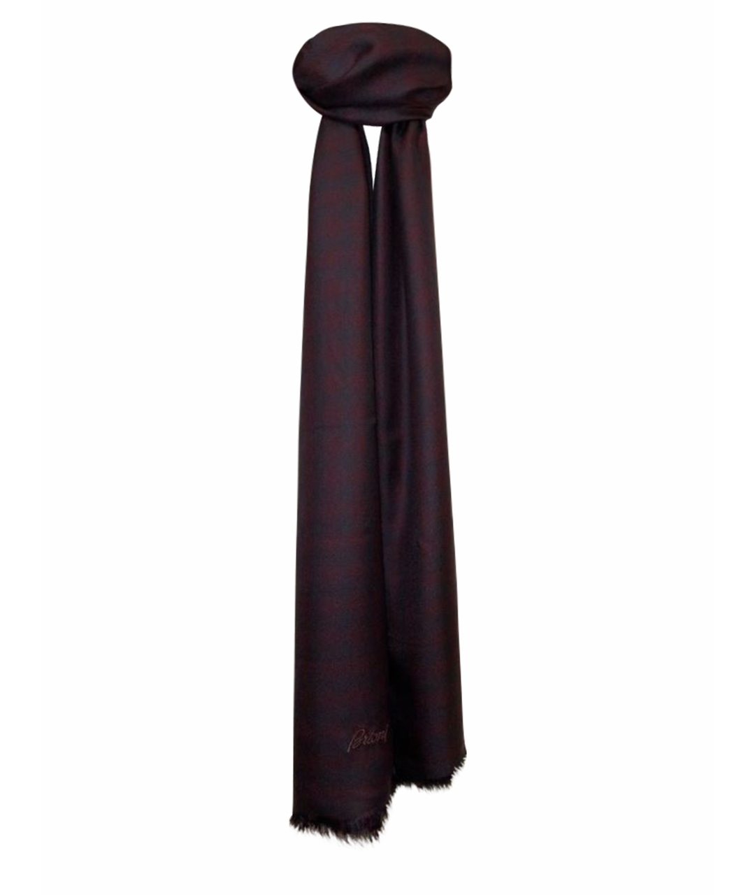 BRIONI Бордовый шелковый шарф, фото 1