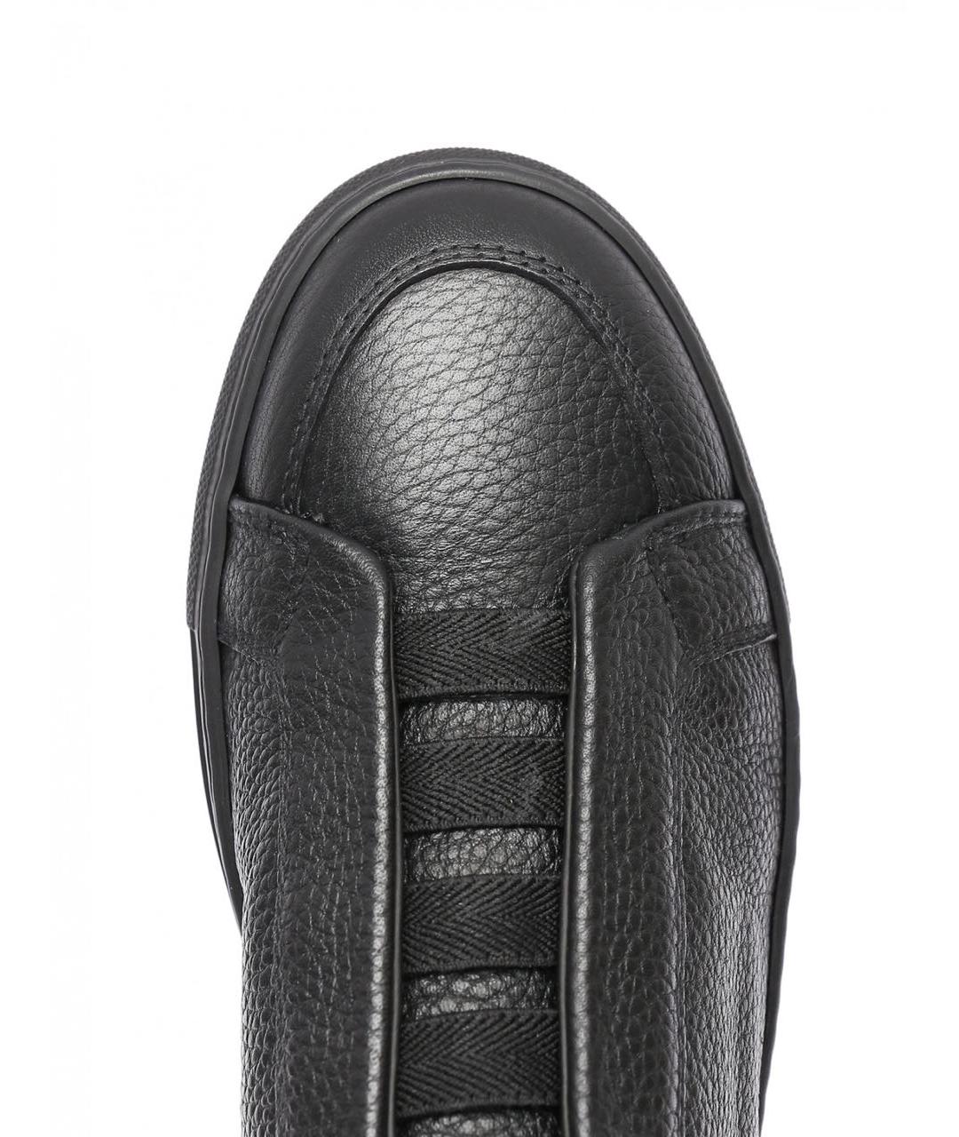 DOUCAL'S Черные кожаные низкие кроссовки / кеды, фото 5