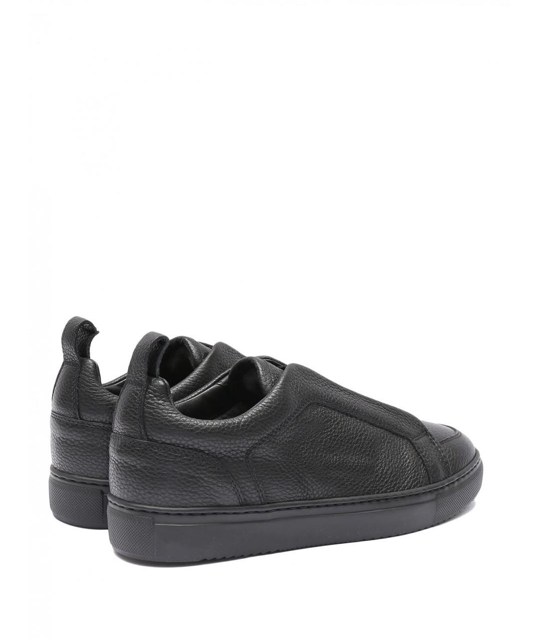DOUCAL'S Черные кожаные низкие кроссовки / кеды, фото 3