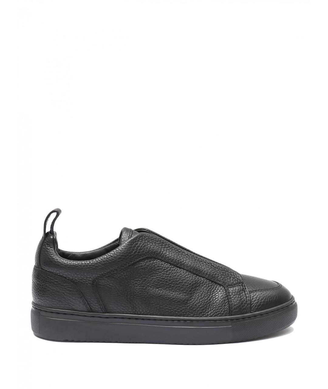 DOUCAL'S Черные кожаные низкие кроссовки / кеды, фото 1