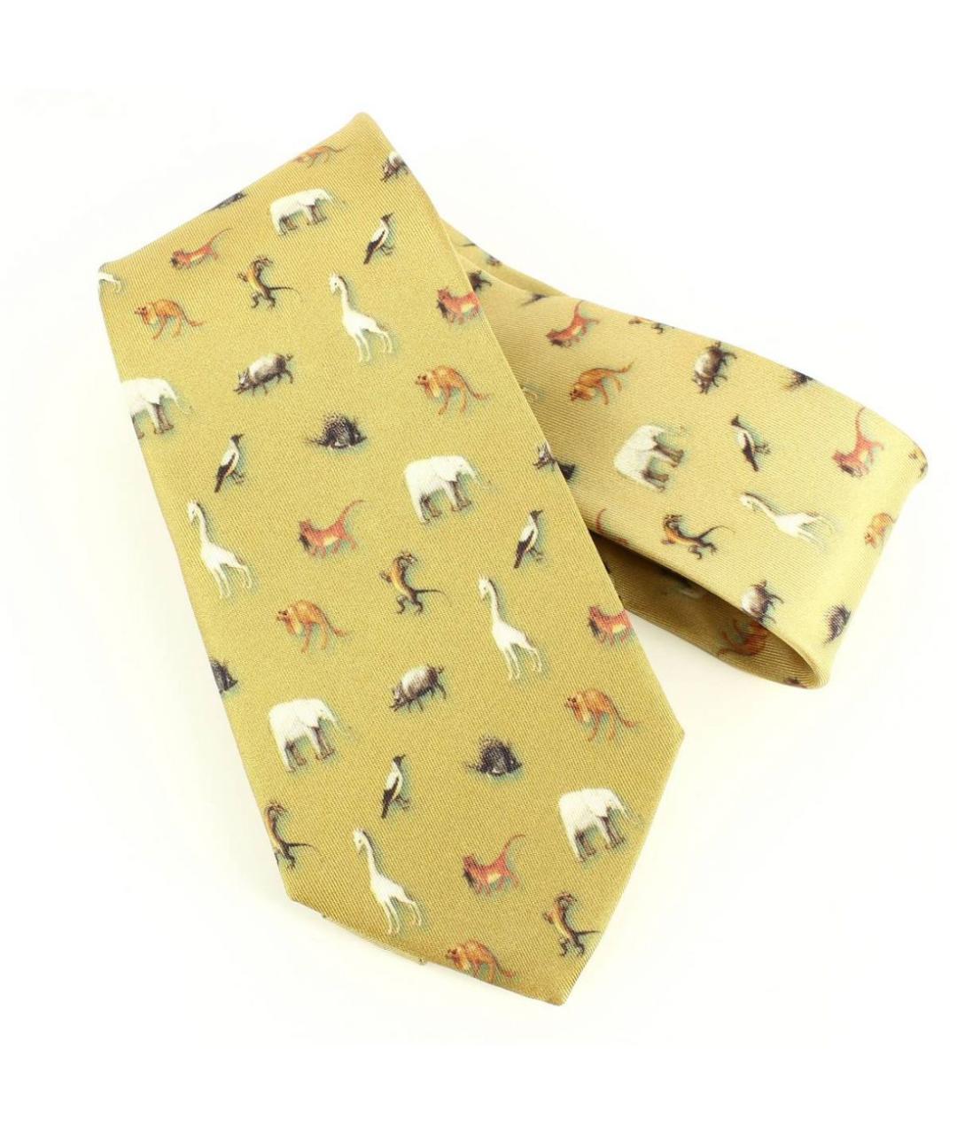 VALENTINO Желтый шелковый галстук, фото 2