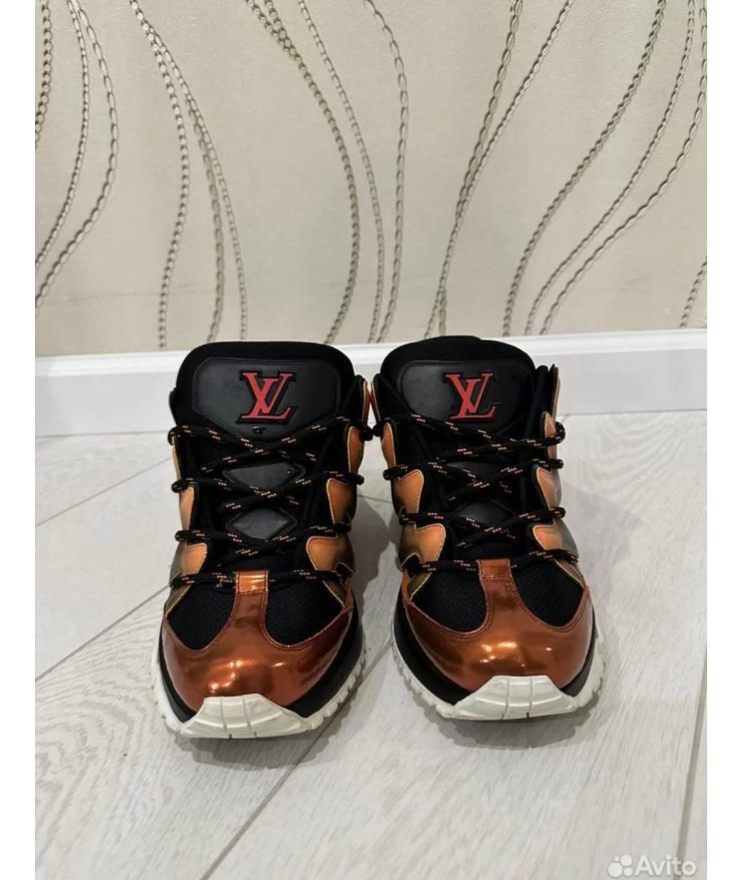 LOUIS VUITTON Оранжевое неопреновые высокие кроссовки / кеды, фото 2
