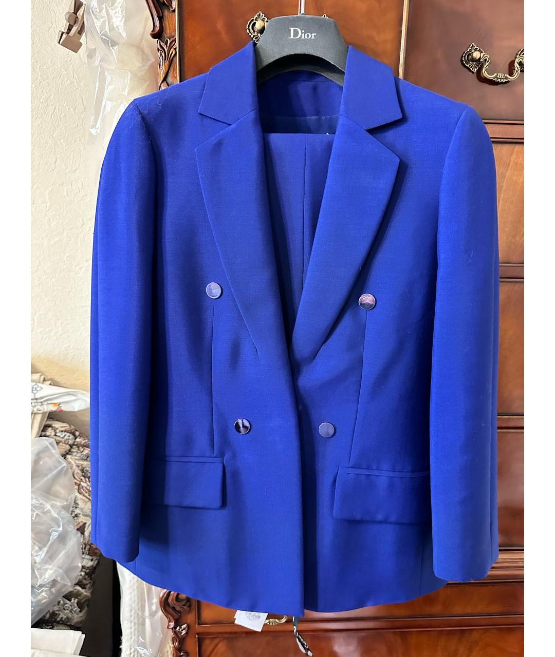 CHRISTIAN DIOR PRE-OWNED Синий шерстяной костюм с брюками, фото 8