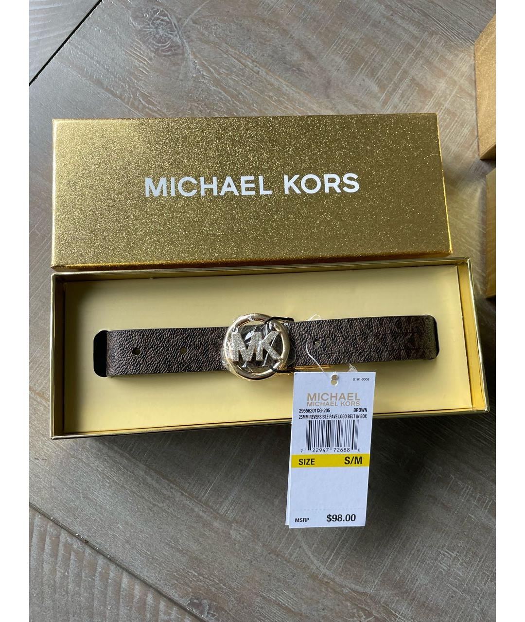 MICHAEL MICHAEL KORS Коричневый ремень из искусственной кожи, фото 8