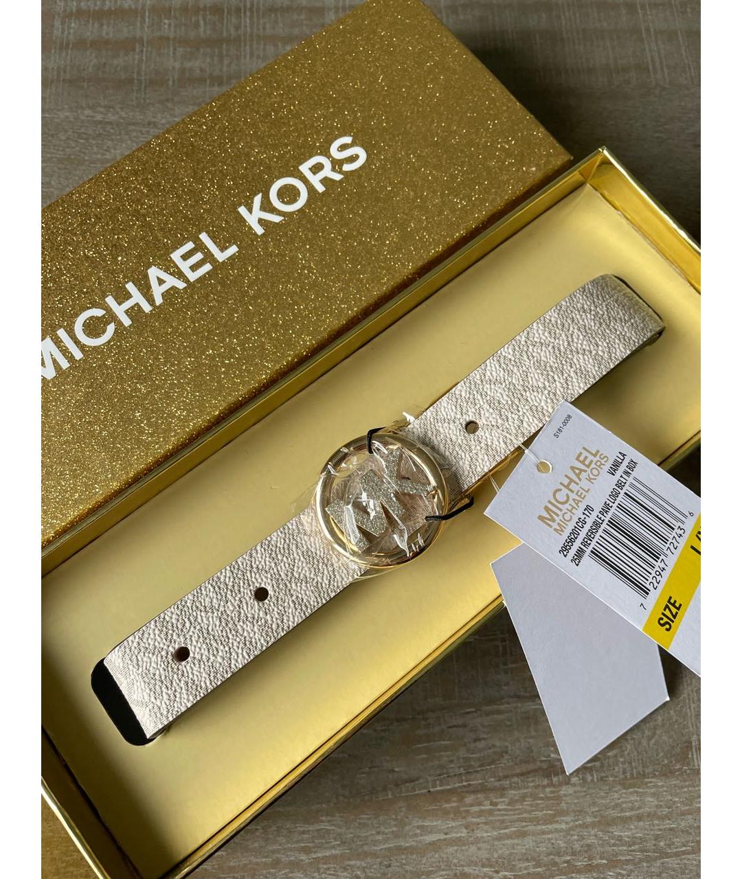 MICHAEL MICHAEL KORS Белый ремень из искусственной кожи, фото 8