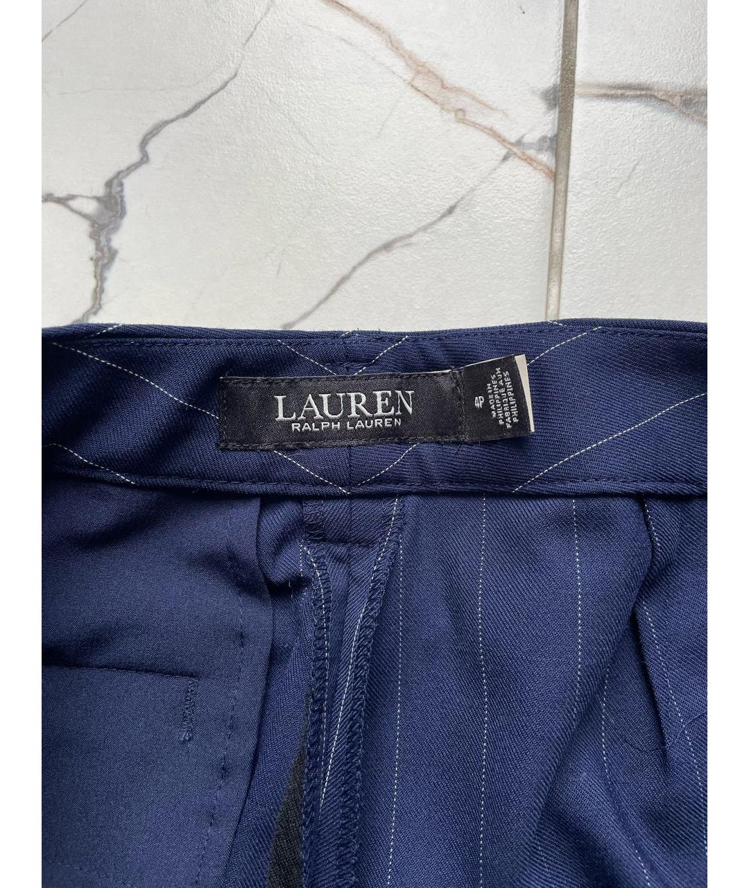 RALPH LAUREN Темно-синие шерстяные прямые брюки, фото 5