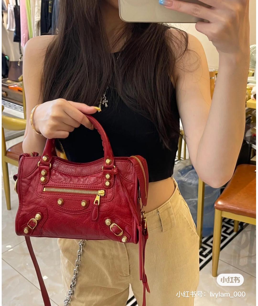 BALENCIAGA Фуксия кожаная сумка тоут, фото 6