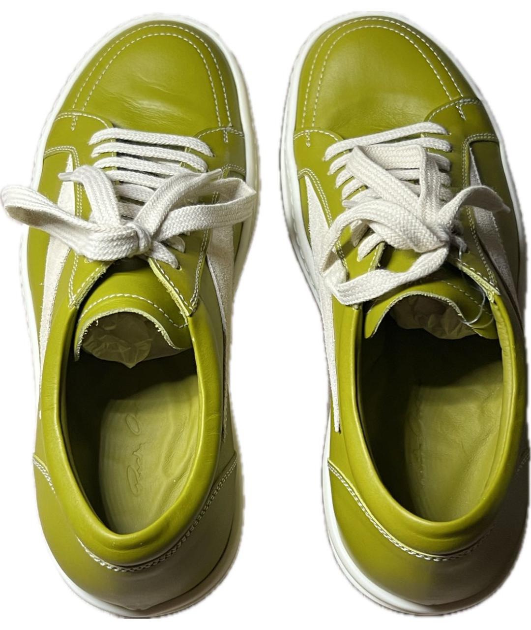RICK OWENS Зеленые кожаные кроссовки, фото 3