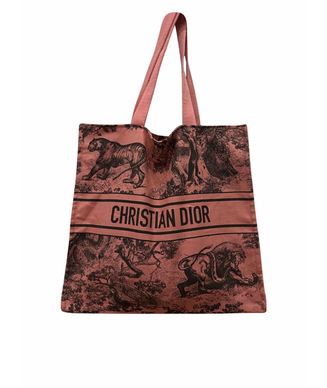 CHRISTIAN DIOR Розовая тканевая пляжная сумка, фото 1