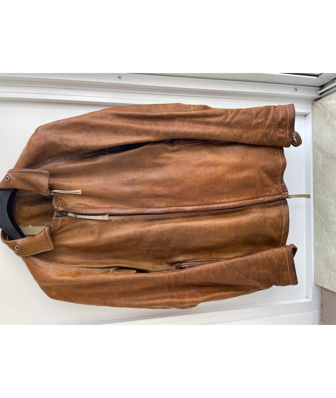 BORIS BIDJAN Коричневая кожаная куртка, фото 7