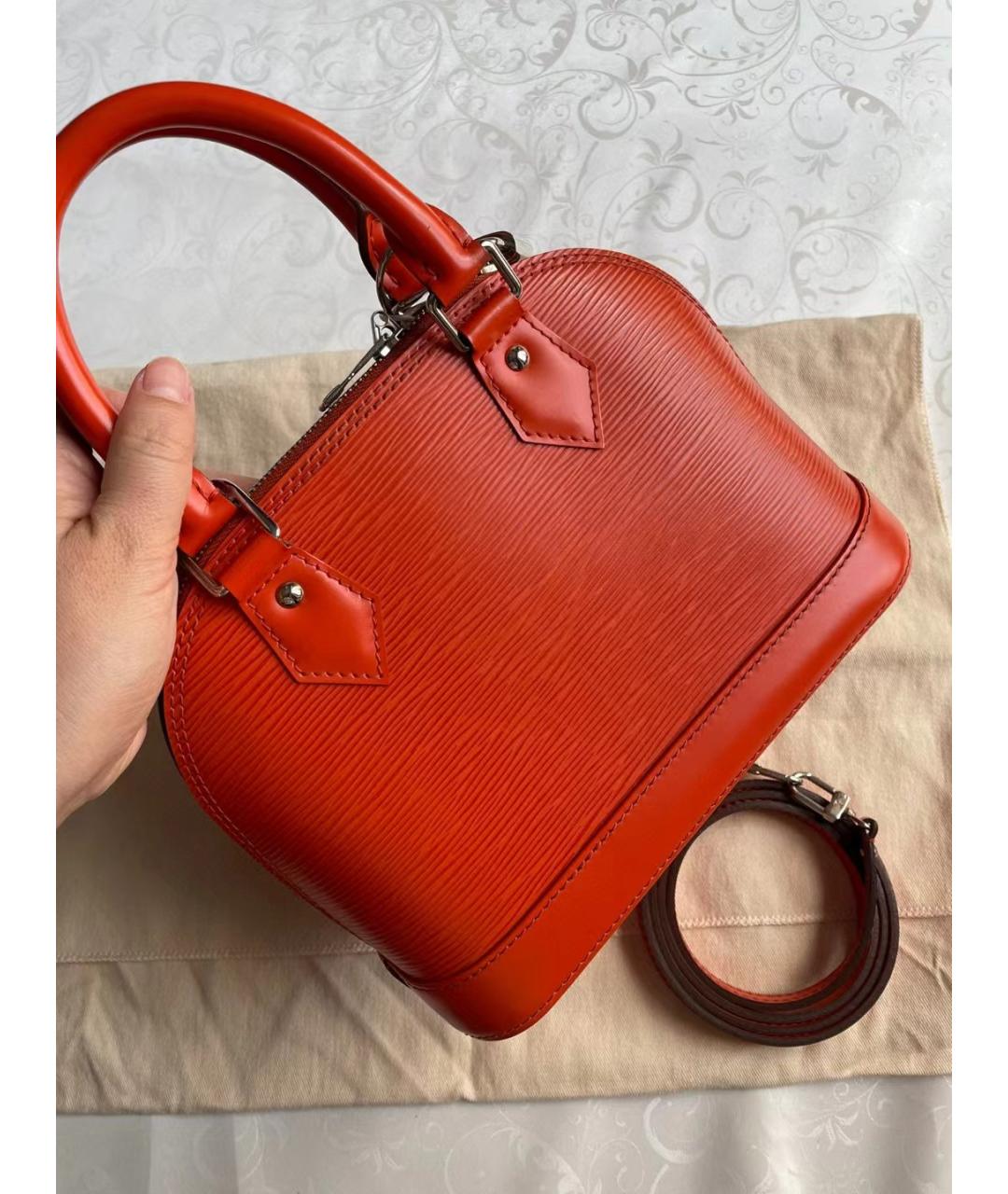LOUIS VUITTON Оранжевая кожаная сумка с короткими ручками, фото 4