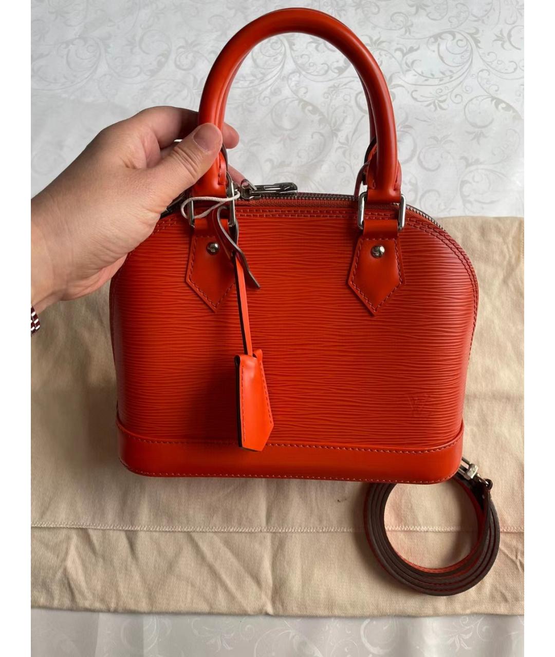 LOUIS VUITTON Оранжевая кожаная сумка с короткими ручками, фото 2