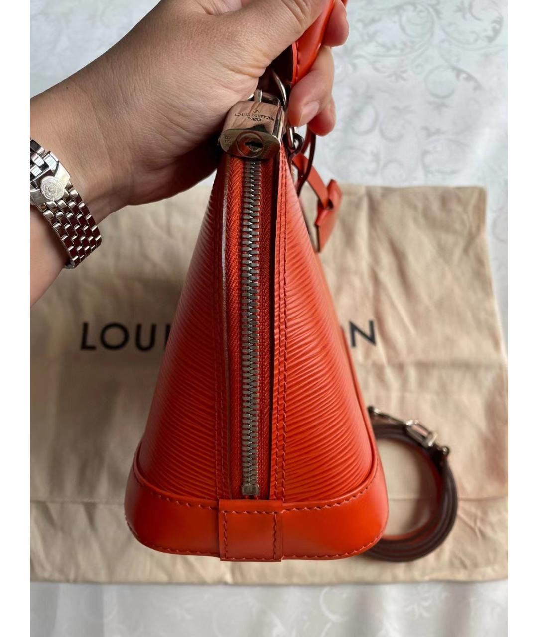 LOUIS VUITTON Оранжевая кожаная сумка с короткими ручками, фото 5