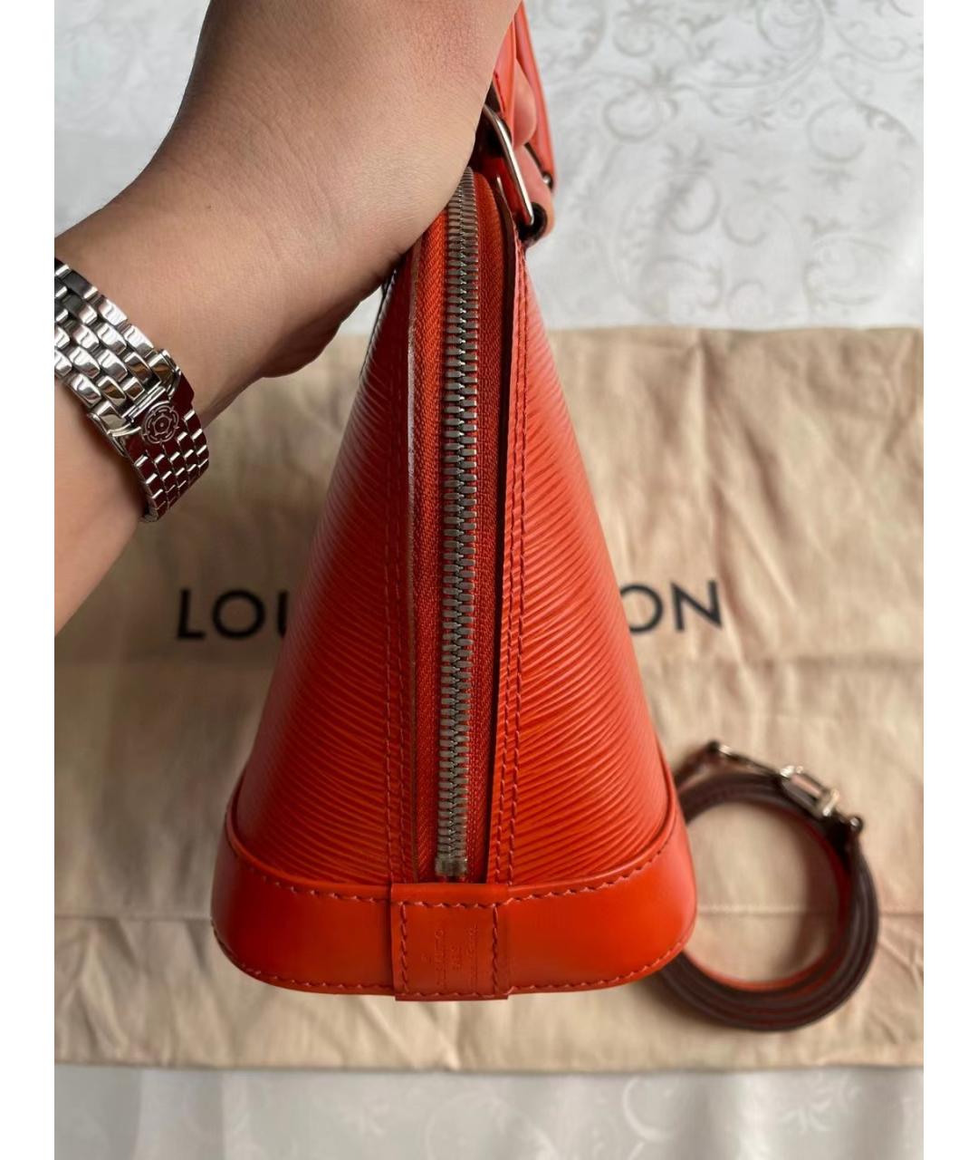 LOUIS VUITTON Оранжевая кожаная сумка с короткими ручками, фото 6