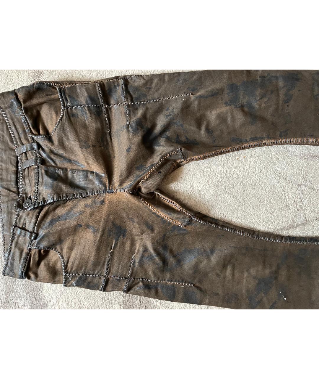 BORIS BIDJAN Коричневые хлопко-эластановые джинсы слим, фото 6