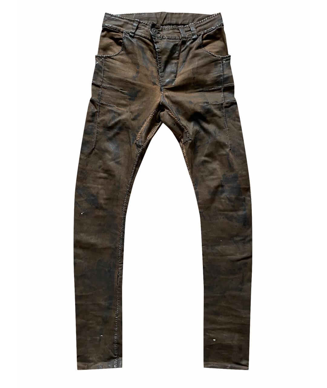 BORIS BIDJAN Коричневые хлопко-эластановые джинсы слим, фото 1