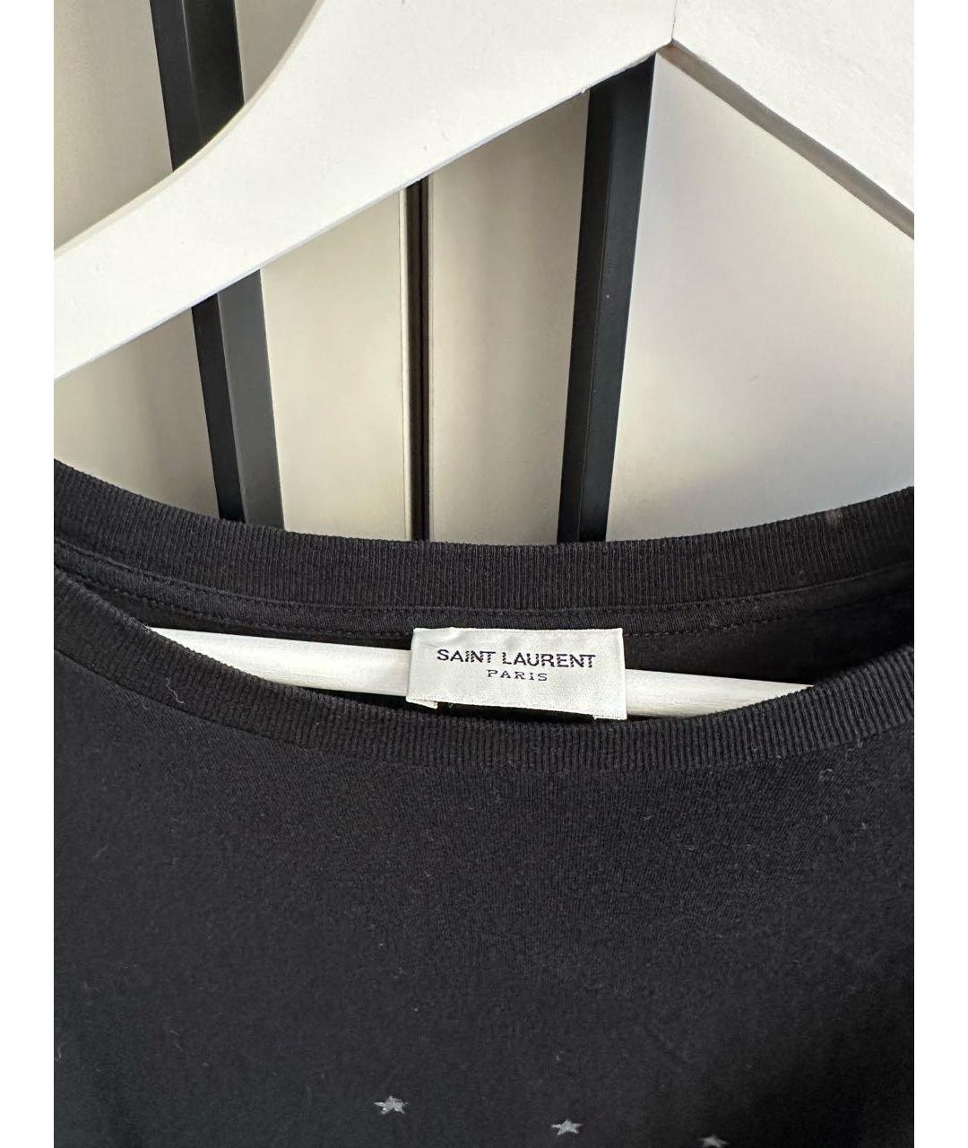 SAINT LAURENT Черная хлопковая футболка, фото 3