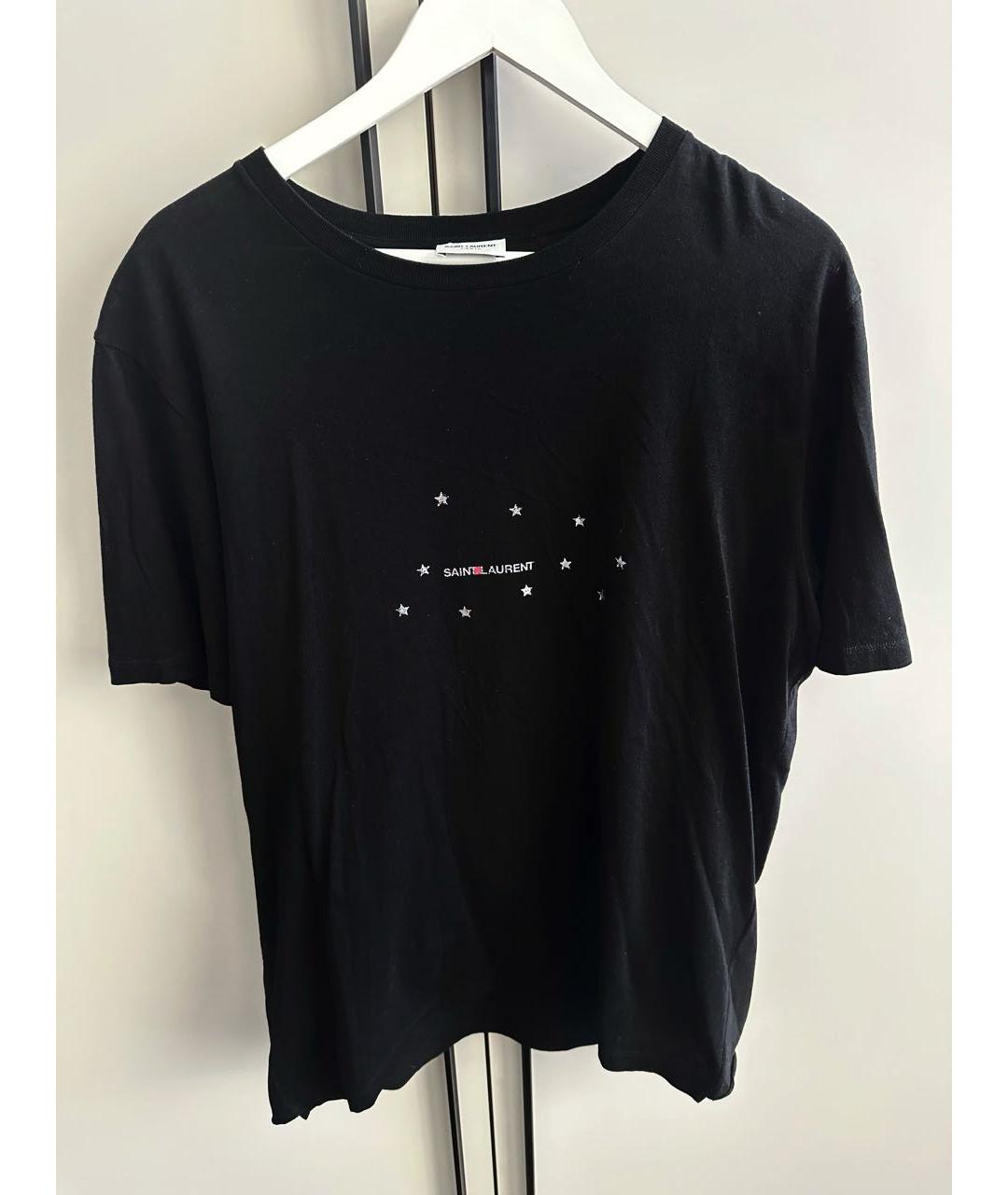 SAINT LAURENT Черная хлопковая футболка, фото 4