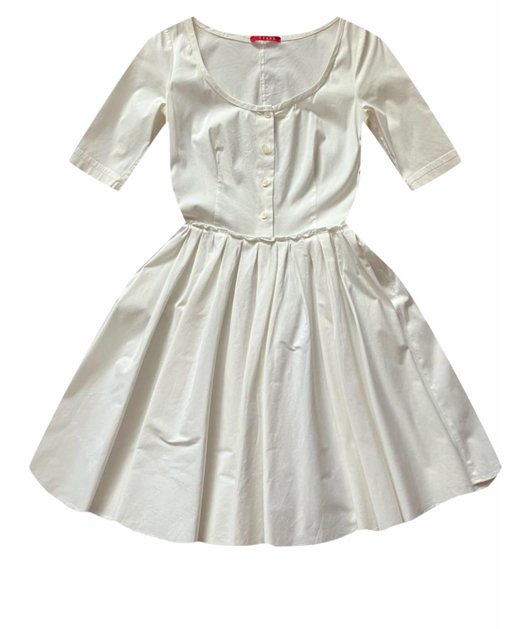 PRADA Белое хлопко-эластановое платье, фото 1