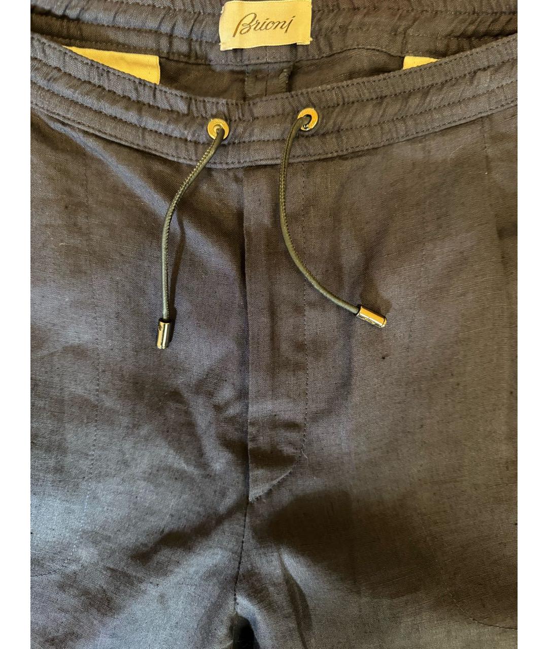 BRIONI Темно-синие льняные повседневные брюки, фото 4